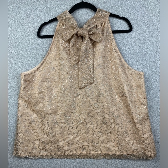 J. Crew metallic lace floral halter top 2X evening formal office shimmer - Picture 4 of 8